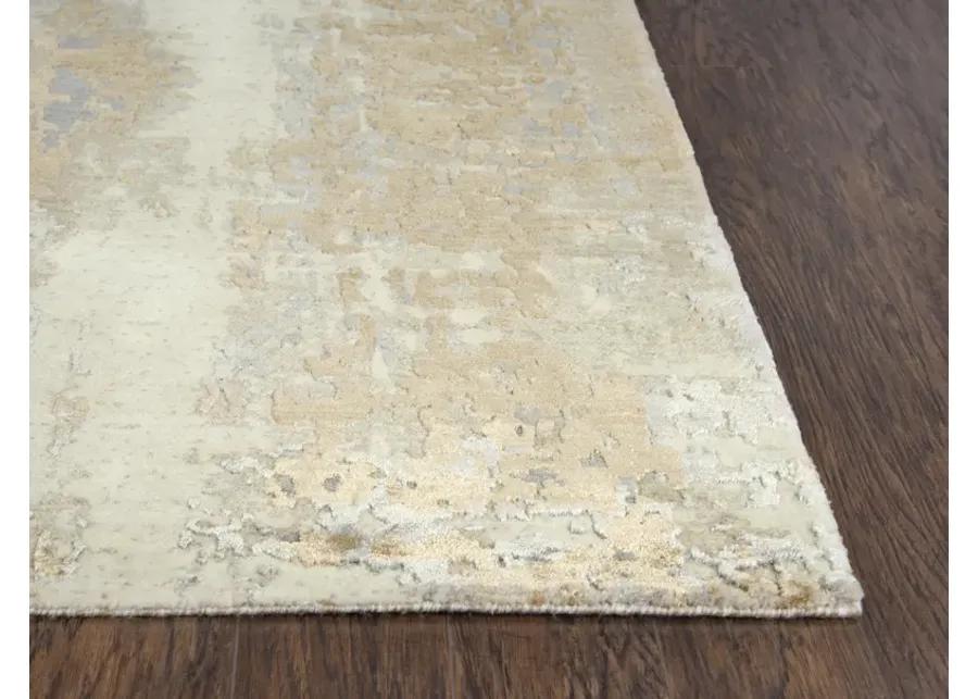 Artistry Beige Abstract NZ Wool/Tencel Blend 2'6" x 10' Runner Rug