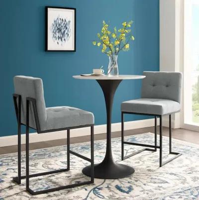 Privy Black Stainless Steel Upholstered Fabric Counter Stool Set of 2