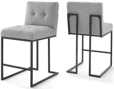 Privy Black Stainless Steel Upholstered Fabric Counter Stool Set of 2