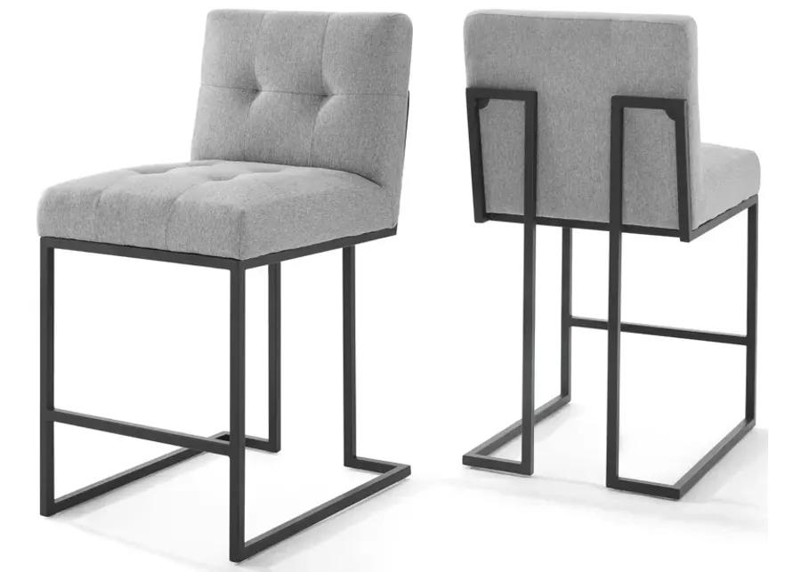 Privy Black Stainless Steel Upholstered Fabric Counter Stool Set of 2