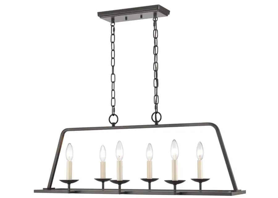 Joanie 34'' Wide 6-Light Linear Chandelier - Old Bronze