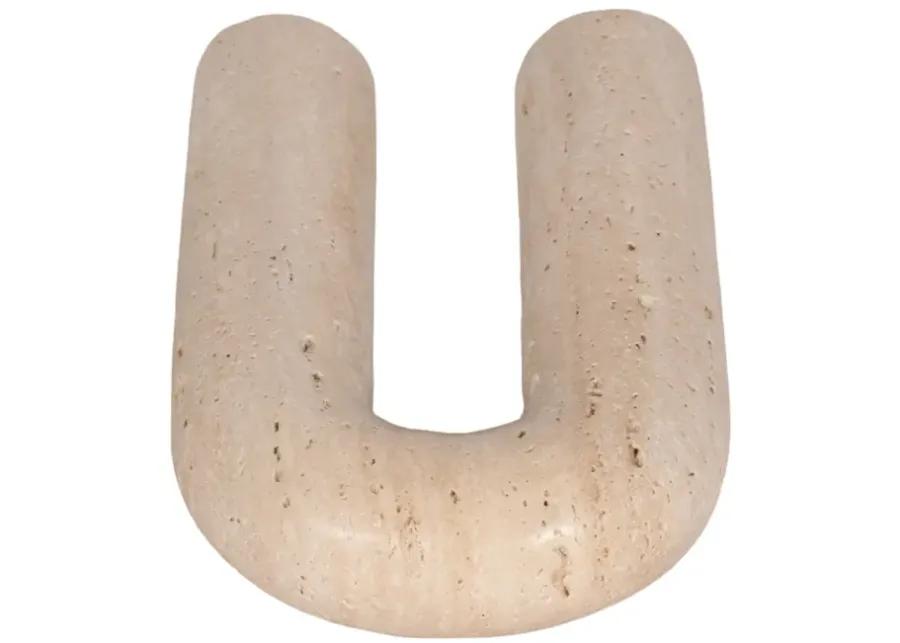 8" Rounded Travertine Arch Object, Tan