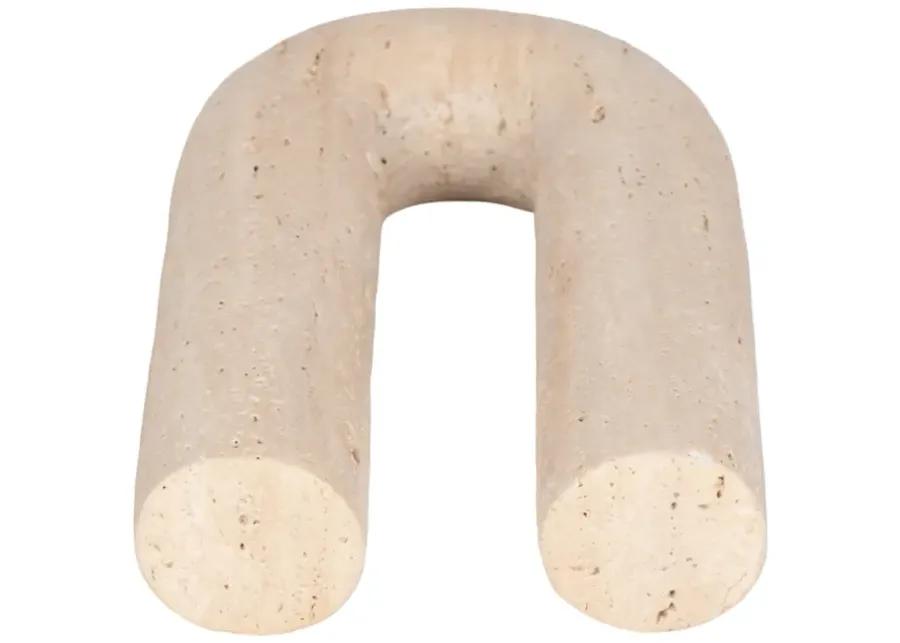 8" Rounded Travertine Arch Object, Tan