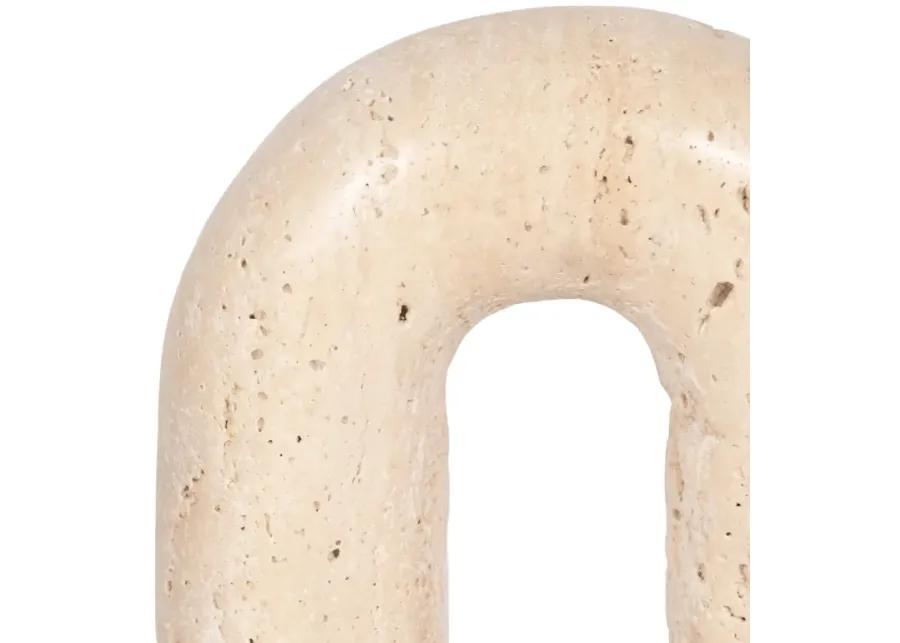 8" Rounded Travertine Arch Object, Tan