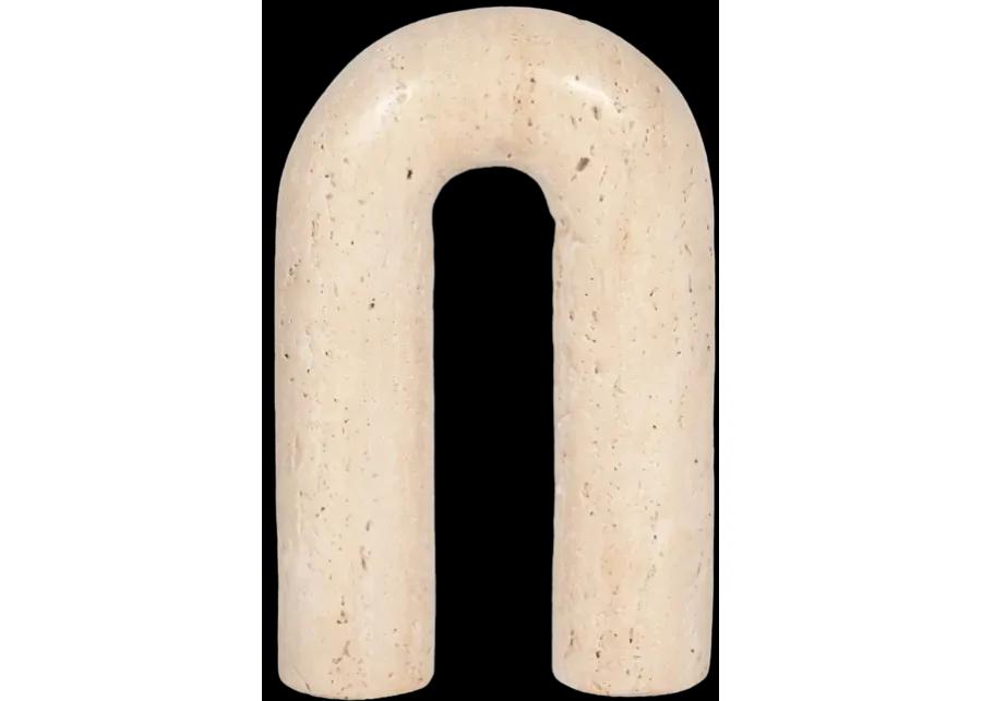 8" Rounded Travertine Arch Object, Tan