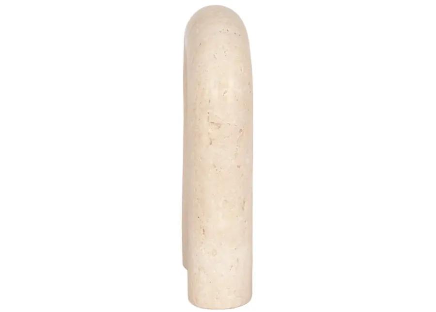 8" Rounded Travertine Arch Object, Tan