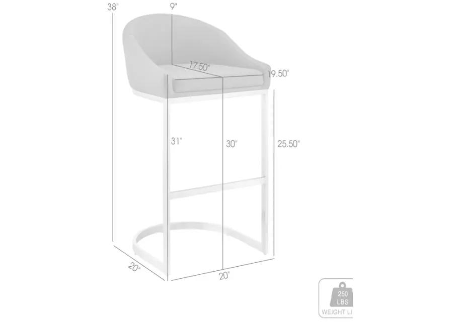 Katherine 30" Bar Stool in Brushed Stainless Steel with Black Faux Leather