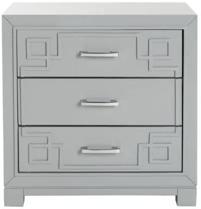 RAINA THREE DRAWER GREEK KEY NIGHT STAND 