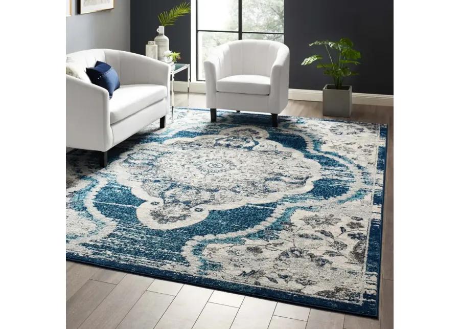 Entourage Malia Distressed Vintage Floral Persian Medallion 8x10 Area Rug