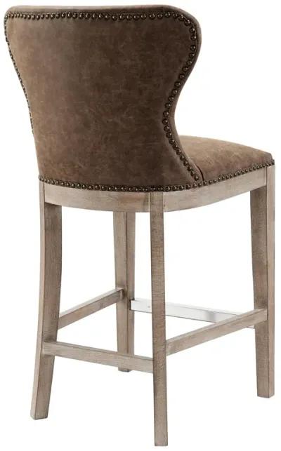 dorsey pu counter stool drift wood legs, nubuck chocolate