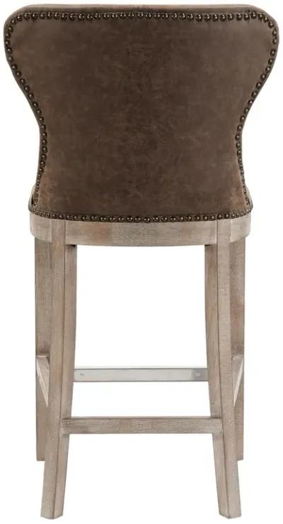 dorsey pu counter stool drift wood legs, nubuck chocolate