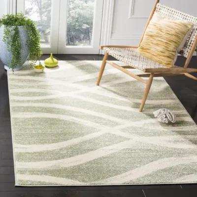 Adirondack Contemporary Sage / Cream 8' X 8' Square Powerloomed Rug