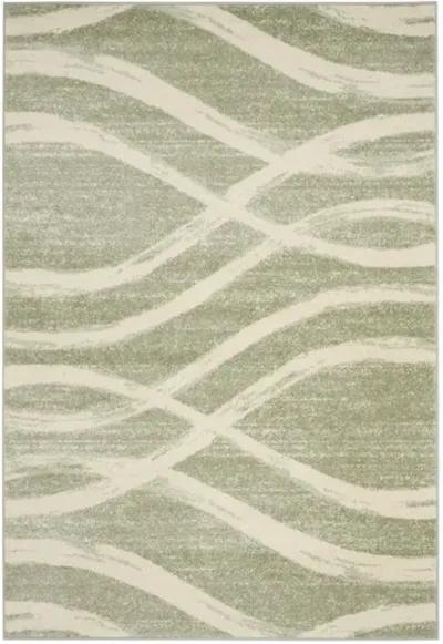 Adirondack Contemporary Sage / Cream 8' X 8' Square Powerloomed Rug