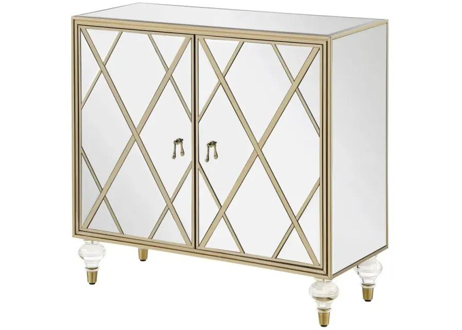 Astilbe 2-door Accent Cabinet Mirror and Champagne