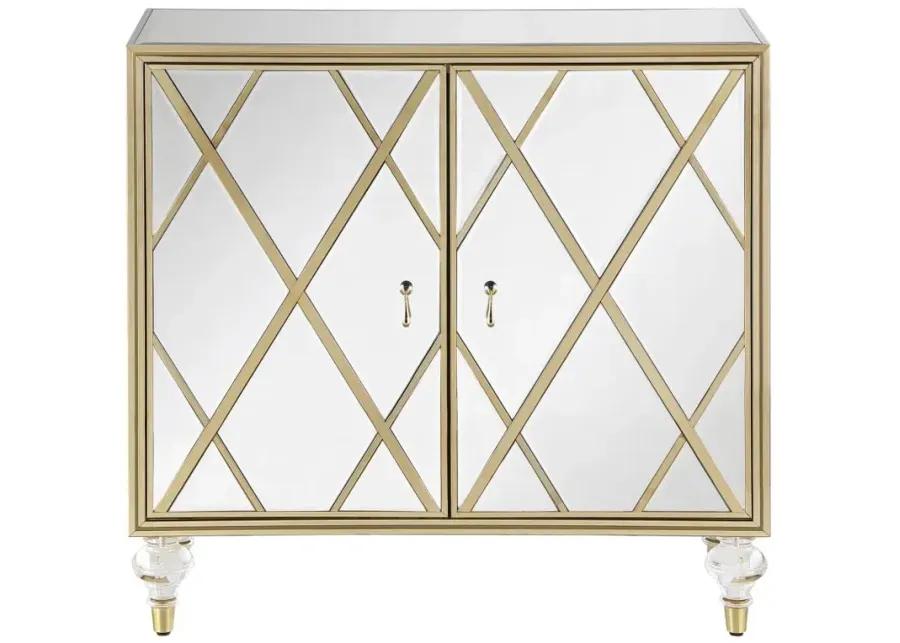 Astilbe 2-door Accent Cabinet Mirror and Champagne