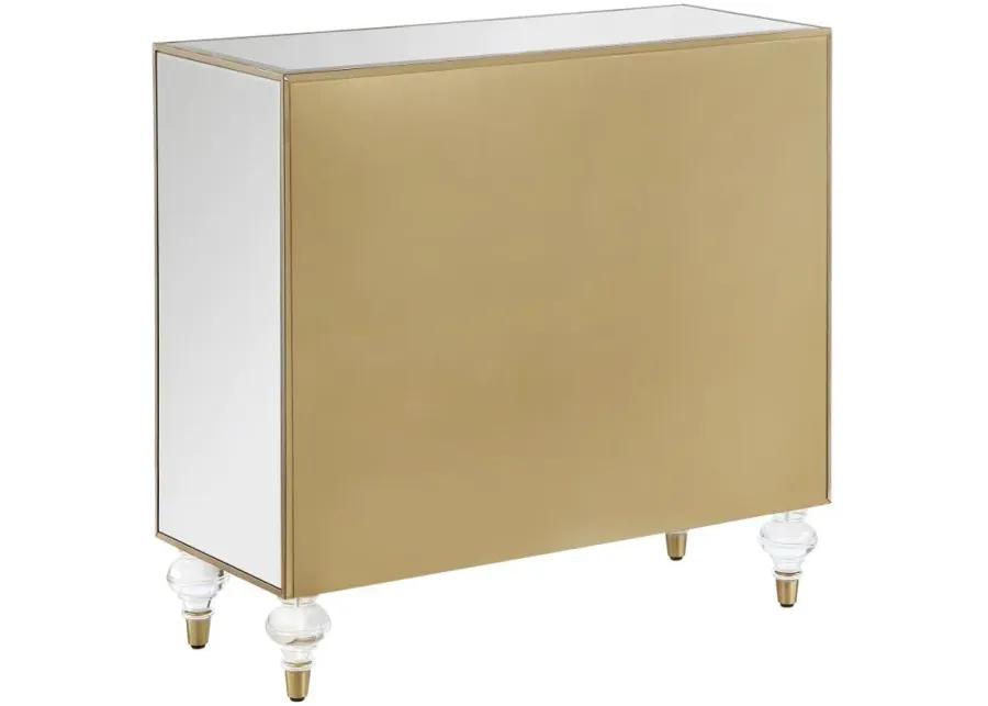 Astilbe 2-door Accent Cabinet Mirror and Champagne