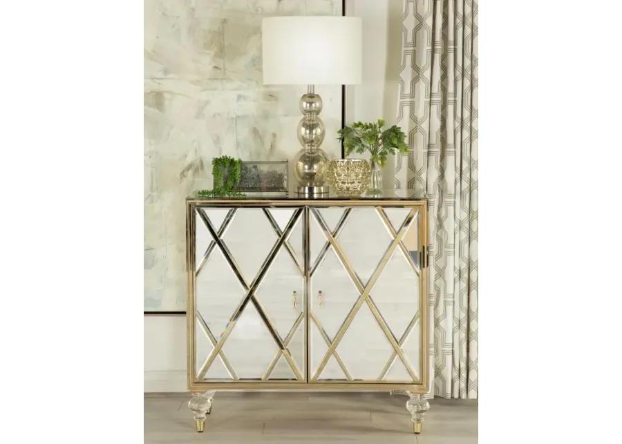 Astilbe 2-door Accent Cabinet Mirror and Champagne