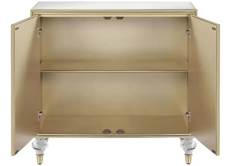 Astilbe 2-door Accent Cabinet Mirror and Champagne