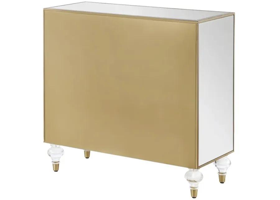 Astilbe 2-door Accent Cabinet Mirror and Champagne