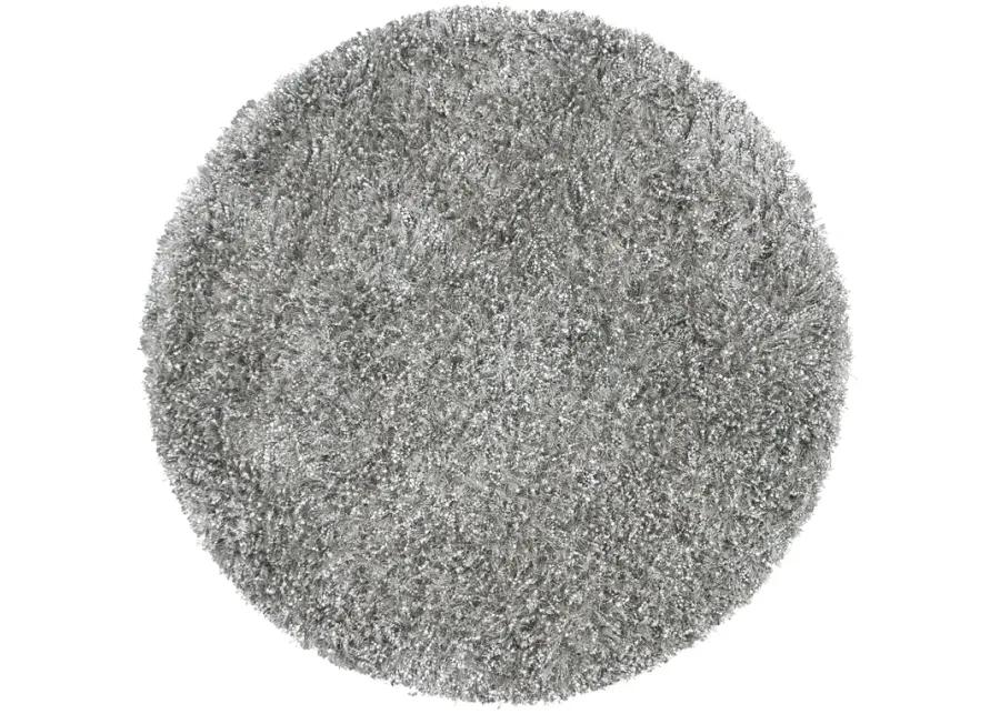 Urban Dazzle Gray Solid  Polyester / Lurex 3' x 3' Round Round  Rug