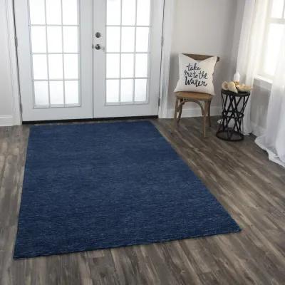 Mason Park Blue Solid/Tone on Tone Recycled Polyester 7'6" x 9'6" Rectangle Rug