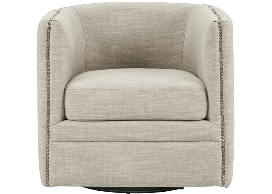 Madison Park Capstone Taupe Multi Tufted Barrel Swivel Chair