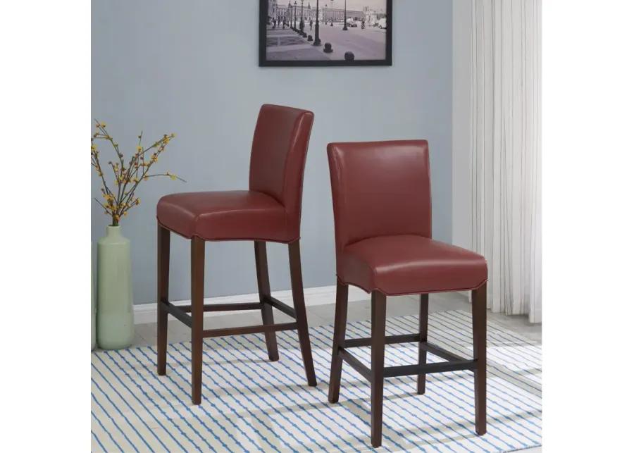 milton bonded leather counter stool, pomegranate