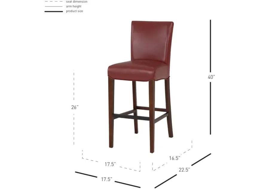 milton bonded leather counter stool, pomegranate