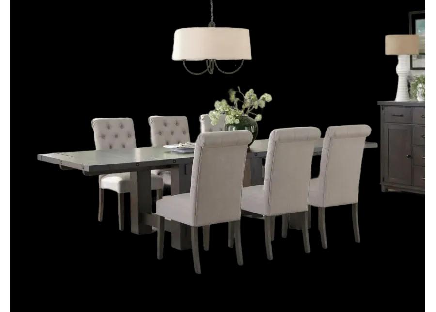 Calandra 7-piece Rectangular Dining Set with Extension Leaf Vintage Java and Beige