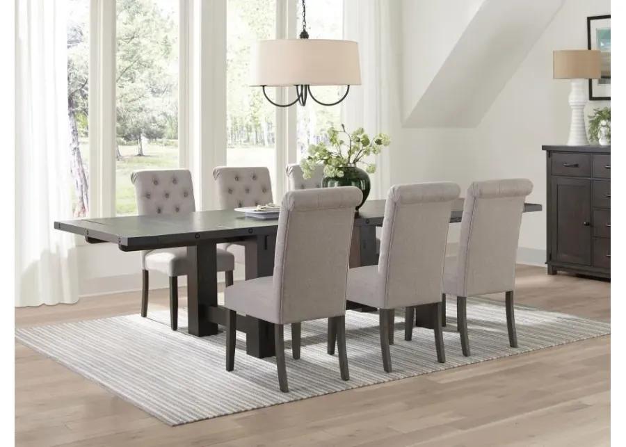 Calandra 7-piece Rectangular Dining Set with Extension Leaf Vintage Java and Beige