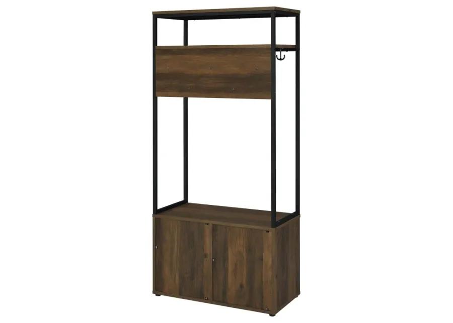 Quincy 2-door Engineered Wood Hall Tree Dark Pine and Black