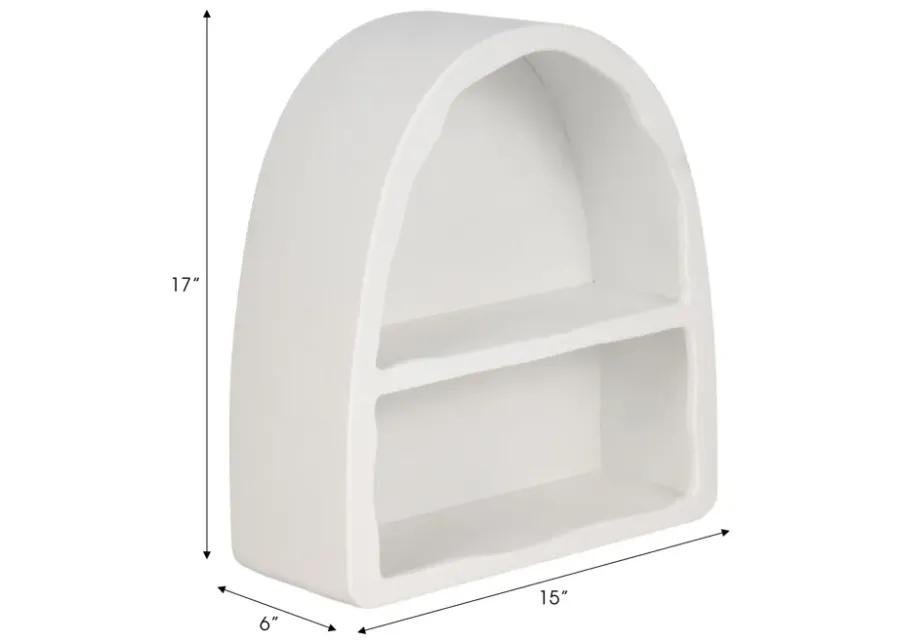 17" Curved 2-shelf Wall Storage, White