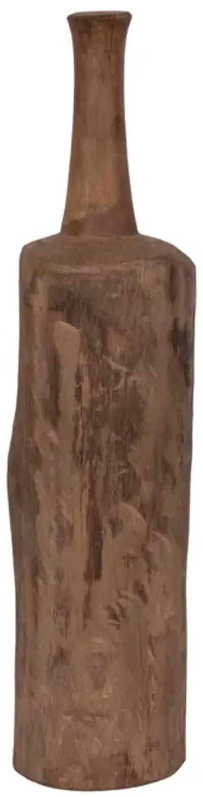 24" Reclaimed Wood Bottle Object, Brown