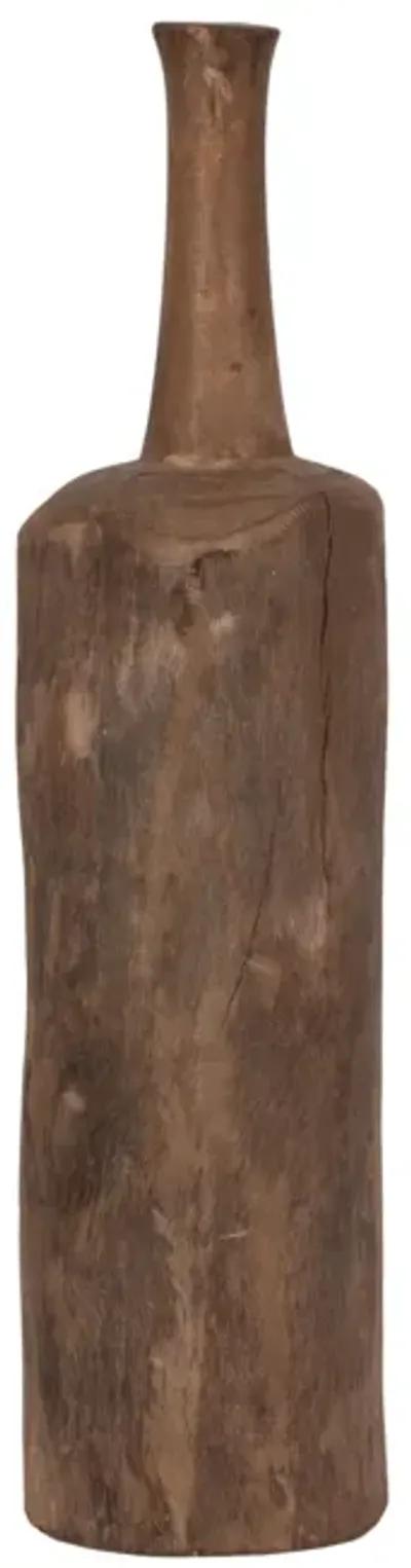 24" Reclaimed Wood Bottle Object, Brown