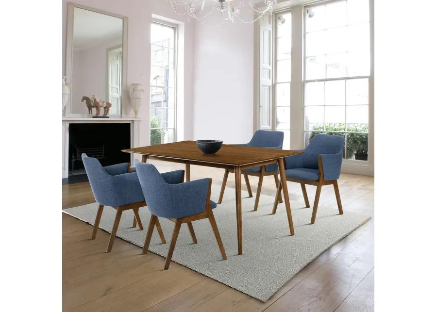 Westmont and Renzo Blue and Walnut 5 Piece Dining Set