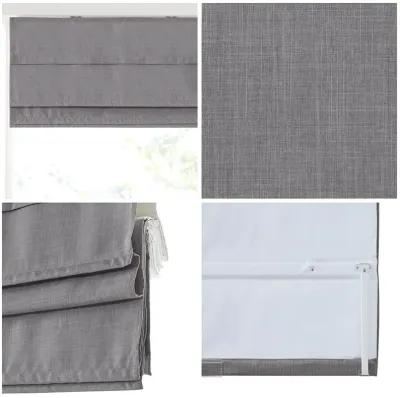 Madison Park Otis Grey Faux Linen Cordless Total Blackout Roman Shade