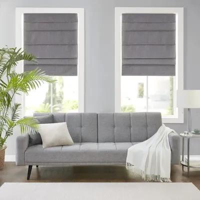 Madison Park Otis Grey Faux Linen Cordless Total Blackout Roman Shade