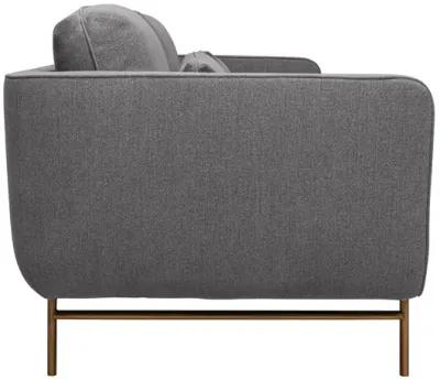 Lilou 77" Gray Fabric Sofa with Antique Brass Metal Legs