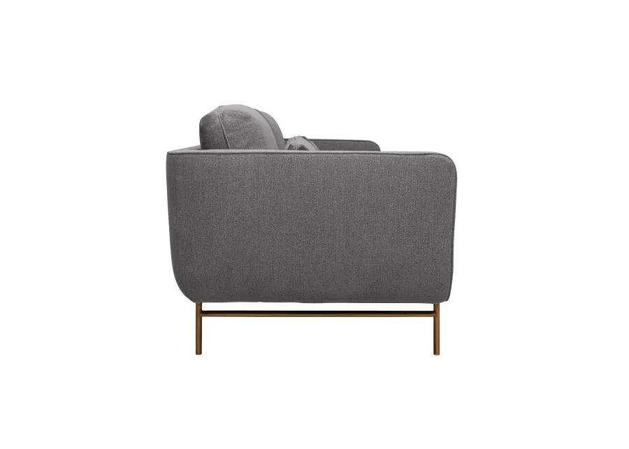 Lilou 77" Gray Fabric Sofa with Antique Brass Metal Legs