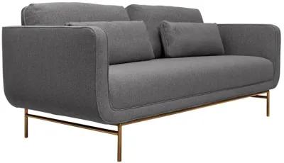 Lilou 77" Gray Fabric Sofa with Antique Brass Metal Legs