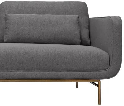 Lilou 77" Gray Fabric Sofa with Antique Brass Metal Legs