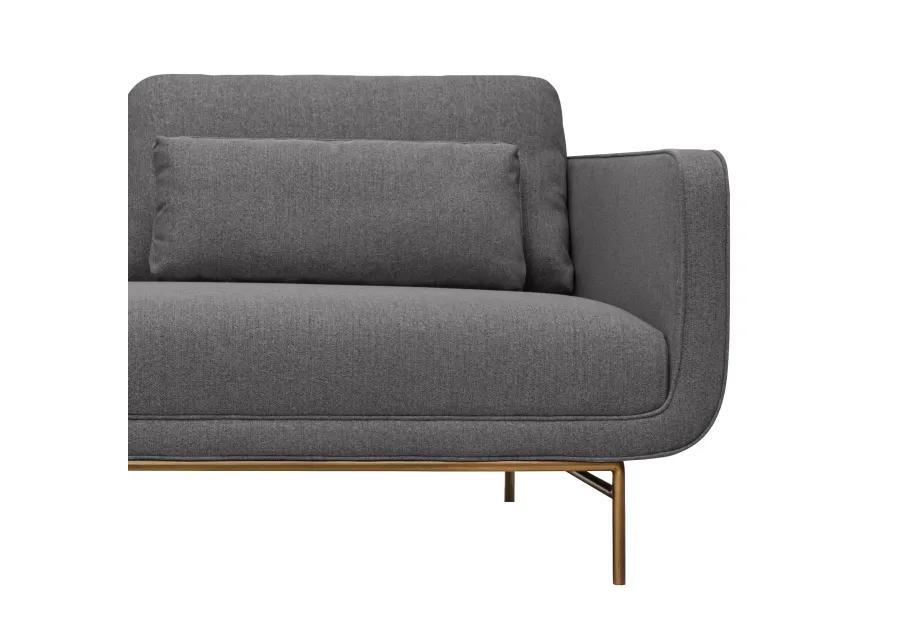 Lilou 77" Gray Fabric Sofa with Antique Brass Metal Legs