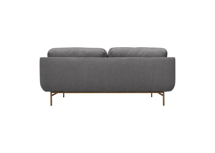 Lilou 77" Gray Fabric Sofa with Antique Brass Metal Legs