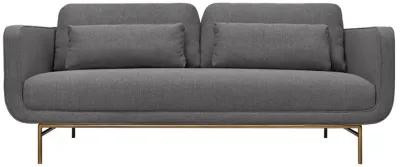 Lilou 77" Gray Fabric Sofa with Antique Brass Metal Legs