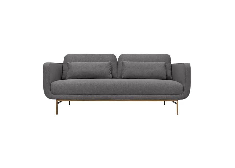 Lilou 77" Gray Fabric Sofa with Antique Brass Metal Legs