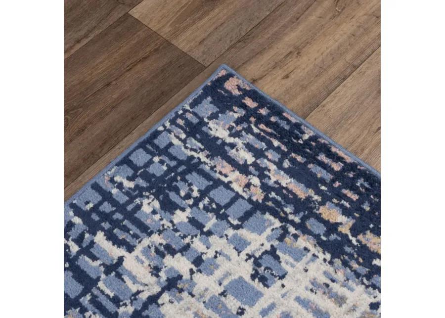 Marquise Navy  Polypropylene  2'6"x7'3" Runner Rug