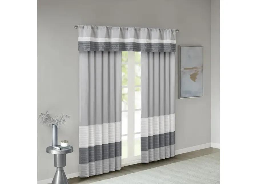 Madison Park Amherst Grey Polyoni Pintuck Curtain Panel