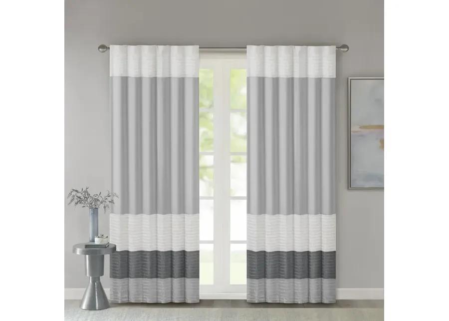 Madison Park Amherst Grey Polyoni Pintuck Curtain Panel