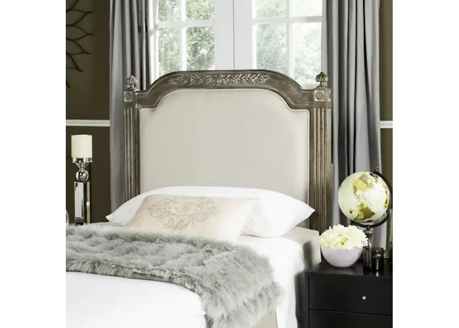 Rustic Wood Beige Linen Twin Headboard