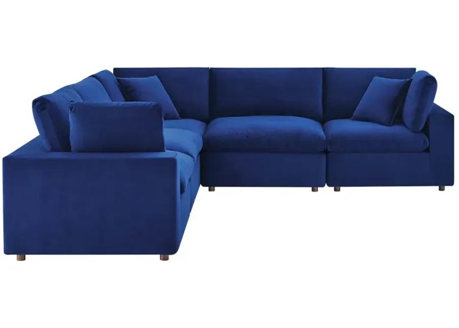 Commix Down Filled Overstuffed Performance Velvet 5-Piece Sectional Sofa